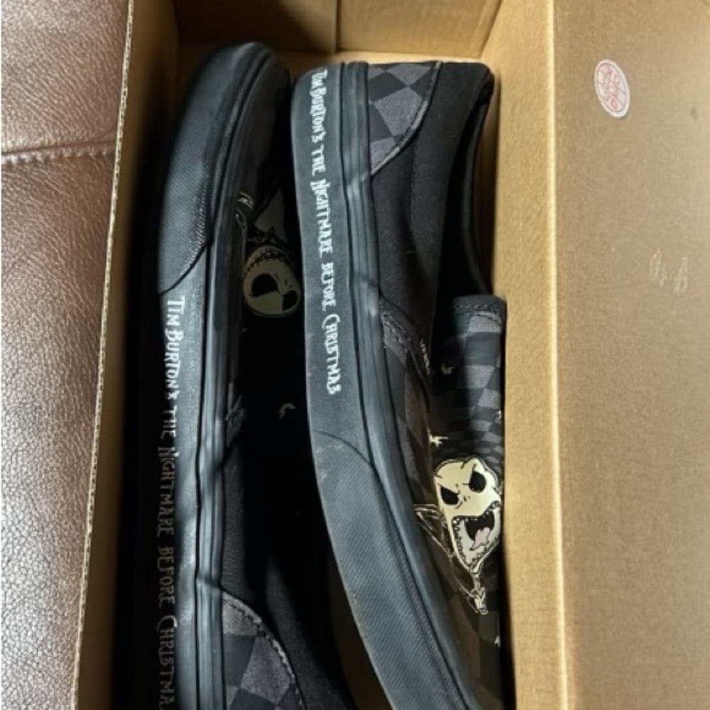 Vans Black Leather Slip-On Loafers